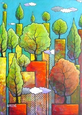 Giuseppe Sticchi; Autunno Nel Bosco, 2011, Original Painting Acrylic, 70 x 50 cm. Artwork description: 241   i colori dell'autunno in forme di inno alla natura          ...