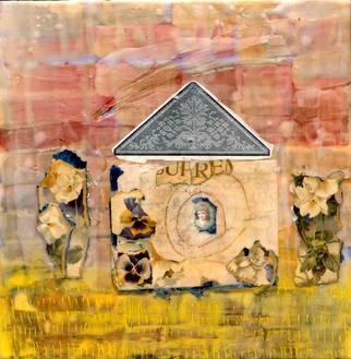 Susan Leopold; House Nd Home, 2005, Original Collage, 3 x 3 feet. Artwork description: 241 Mixed Media collage and encaustic on panel...