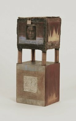 Suzanne Benton; Secret Treasure Box, 1990, Original Sculpture Mixed, 9.5 x 17.5 inches. Artwork description: 241  copper, wood, multilayers, multicultural Locked until the year 2000, never opened, collage ...
