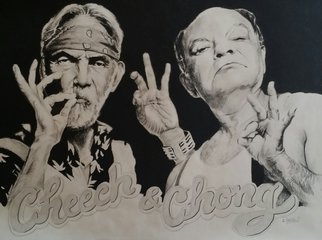 Adam Burgess; Cheech And Chong, 2014, Original Drawing Charcoal, 18 x 24 inches. Artwork description: 241     There is a limited print run of 25 of these available.        ...