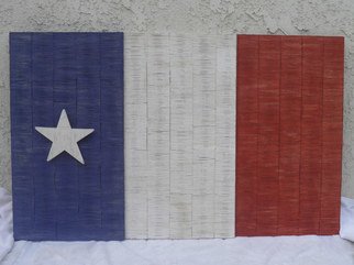 Robert Haifley; Liberty Or Death, 2012, Original Sculpture Wood, 47 x 28 inches. Artwork description: 241  First Flag of Texas Sculpted and constructed with over 5,000 large toothpicks. This flag was first created by Sarah Dodson in 1835 for her husband who was in the Texas State Militia fighting against Mexico. The Lone Star is over 6- inches tall and is constructed ...