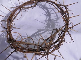 Robert Haifley; Our Crown, 2016, Original Sculpture Wood, 12 x 12 inches. Artwork description: 241 life- Size Crown of Thorns constructed and sculpted with aged grape vine and toothpicks. This piece is 12- inches across and approximately 2- 3 inches wide. I have made 14 of these crowns and No 2- of them are the same. Each Crown takes approximately 125- hours ...
