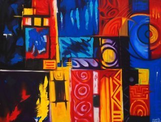 Egunlae Olumide; Transformation, 2013, Original Painting Oil, 90 x 110 cm. Artwork description: 241  this painting is a modern art in an African touch. It is kind of revolutionary painting that shows some African motifs and designs as against what we used to see in the art of the westerners . ...