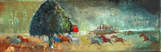 Thierry Merget; CHEVAL LIBERTE 4 De 5, 2016, Original Painting Acrylic, 60 x 20 cm. Artwork description: 241  HORSES, PONT, ARBRES, LIBERTE, bateauboatchild ...