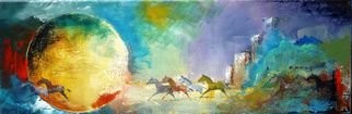 Thierry Merget; CHEVAL LIBERTE  1de 5, 2016, Original Painting Acrylic, 60 x 20 cm. Artwork description: 241 horses, cheval, libertA(c), pont, arbres, bateauboatchild ...
