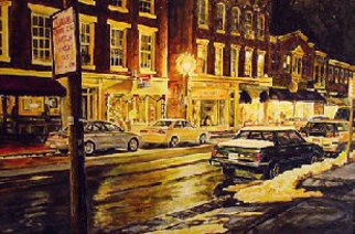 Thomas Akers; Lexington Street Light, 2007, Original Painting Acrylic, 36 x 24 inches. Artwork description: 241  Main Street in Lexington late during the holidays and after the last December snow. ...