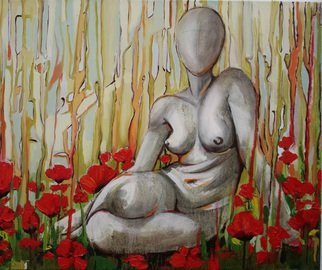 Tiziana Fejzullaj; Nude In A Poppy Field, 2014, Original Painting Oil, 20 x 24 inches. Artwork description: 241  Oil  Acrylic ...