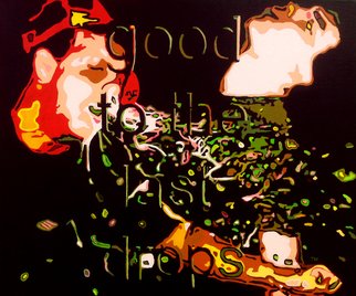 Todd Mosley; Good To The Last Drops, 2014, Original Painting Acrylic, 24 x 20 inches. Artwork description: 241     painting, figure, pop art, color, funny, ad, text cutout              ...