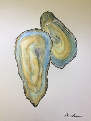 Ernest Walker; Virginia Oysters, 2018, Original Drawing Gouache, 8 x 10 inches. Artwork description: 241 Virginia seafood art...