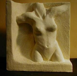 Terry Mollo, 'Female Torso', 2005, original Ceramics Other, 8 x 8  x 3 inches. Artwork description: 2307 A female figure emerges from a block of stone. This original piece is fired ceramic with a milk- coat....