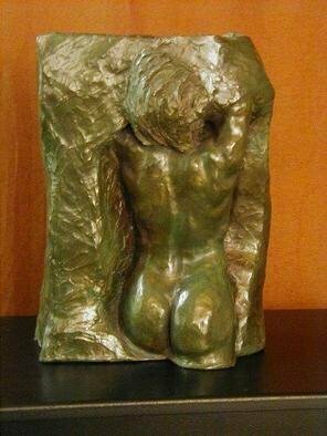 Terry Mollo, 'Hope', 2000, original Sculpture Ceramic, 11 x 15  x 5 inches. Artwork description: 2307 A woman emerges from stone. This original shown is stoneware with a bronze/ emerald green patina, but the piece can be ordered in cast stone, bronze, bonded bronze or a variety of materials, some suitable for outdoor placement....