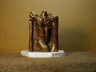 Terry Mollo, 'Man', 2000, original Sculpture Ceramic, 7 x 7  x 6 inches. Artwork description: 2307 The figure of a man emerges from a tree. This original piece is stoneware with a bronze patina and has a marble base. It can be reproduced in various materials....