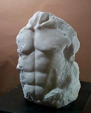 Terry Mollo, 'Noah', 1998, original Sculpture Stone, 17 x 25  x 10 inches. Artwork description: 2307 Front of male chest/ torso, carved from white translucent alabaster. This is a one- of- a- kind piece....