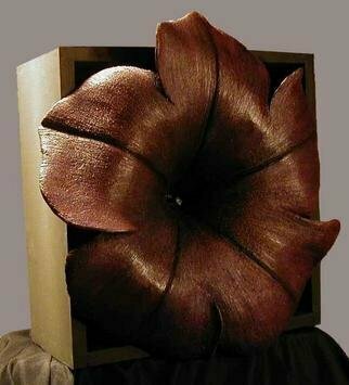 Terry Mollo, 'Petunia', 2006, original Ceramics Other, 17 x 17  x 9 inches. Artwork description: 2307 Stoneware petunia with purple/ black patina. Set into box frame. ...