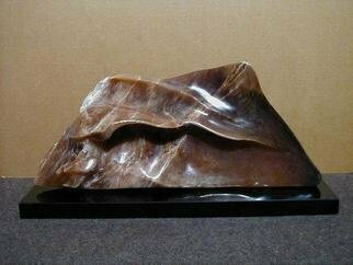 Terry Mollo, 'The Wave', 2002, original Sculpture Stone, 20 x 10  x 5 inches. Artwork description: 1911 An ocean wave, carved from Italian brown agate. Like seafoam, very thin at the lip of the wave, the stone' s honey and cream colors are transparent when light filters through. Original. One of a kind....