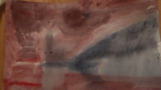 Matt Andrade; Light House, 2015, Original Watercolor, 11 x 15 inches. Artwork description: 241  Light house ocean redsky       ...