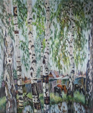 Valentina  Lusenkova; Among The Birches, 2008, Original Painting Oil, 110 x 120 cm. Artwork description: 241   rustic motive , birch forest, autumn, ...