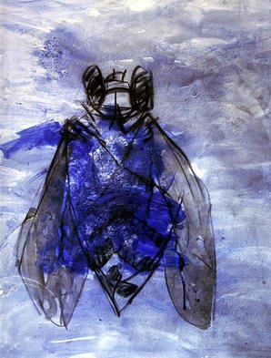 B Van Der Heide; Blue Insect, 1997, Original Mixed Media, 138 x 160 cm. Artwork description: 241 This is a painting in the Insect series. It is painted on canvas with acrylic paint, charcoal and coffee grinds....