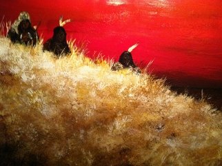 Jamie Voigt; Three Hunters, 2012, Original Painting Acrylic, 24 x 30 inches. Artwork description: 241  Sioux Hunters scouting the plains  ...