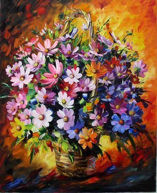 Daniel Wall, 'Romantic Dream', 2009, original Painting Oil, 24 x 30  x 1 inches. Artwork description: 2307   Beautiful, Colorful and Romantic bouquet. Original oil bouquet well done by Daniel With with palette knife  ...