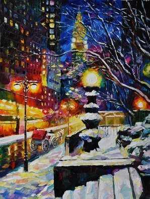 Daniel Wall, 'The Last Carriage', 2015, original Painting Oil, 20 x 30  x 1 inches. Artwork description: 2703  New York sunset, Carriage ride, Central Park. Night life of New York...