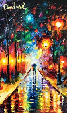 Daniel Wall; A Fantastic Night, 2020, Original Painting Oil, 24 x 14 inches. Artwork description: 241 Romantic night walk with the one you love...