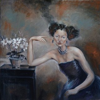 Wenli Liu; Lady In Blue Dress, 2013, Original Painting Oil, 36 x 36 inches. 