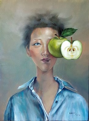 Wenli Liu; Temptation Green, 2018, Original Painting Oil, 18 x 24 inches. Artwork description: 241 By painting expressionist portraits in oil, I aim to mirror this dilemma, and how those temptations can obscure the path to our ultimate destination.It is the most direct way to express my thoughts and self consciousness about what lies ahead for me. ...