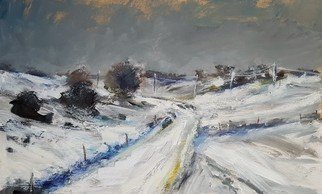 Wim Van De Wege; Snowy Landscape Yorkshire, 2019, Original Painting Oil, 53 x 33 cm. Artwork description: 241 A december snowy winterlandscape in YorkshireOil and oil pastels on MDF- panel 53 x33 cm.  Unframed.  Ready to hang. ...