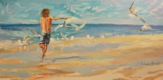 Nataliya Yatel; Boy And Seagulls, 2011, Original Painting Oil, 120 x 60 cm. 