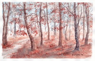 Yulia Schuster; Autumn Forest, 2016, Original Watercolor, 36 x 24 cm. Artwork description: 241 This is one of my original fine art landscape watercolour paintings. Using artists  quality paints and paper. It is signed and dated on the front autumn colours  landscape painting  season painting  watercolor landscape painting  watercolor landscape  watercolor on paper autumnautumnalforestlandscapeparkreflectionroadseasonal...