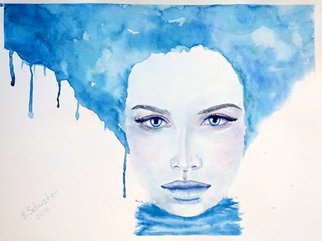 Yulia Schuster; Lady Winter, 2016, Original Watercolor, 40 x 30 cm. Artwork description: 241 This is one of my original fine art watercolour paintings. Portrait of Young Lady in blue Colors.Using artists  quality paints and paper. It is signed and dated on the front  beautiful woman  original watercolor  portrait painting  watercolor painting  watercolor portrait  young girl  young woman beautifulbeauty...