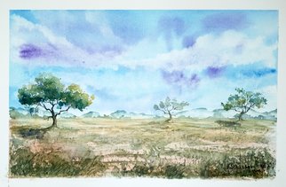 Yulia Schuster; Savannah, 2016, Original Watercolor, 36 x 24 cm. Artwork description: 241 This is one of my watercolour landscape paintings. COMES UNFRAMEDUsing artists  quality paints and paper. It is signed and dated on the front  original watercolor  rural houses  rural landscape  watercolor landscape autumnautumnalbluefamilyfieldsharvesthouselandscapemontainsmountainpeopleroadruralsavannahtree...