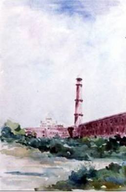Zahir Uddin Babar Mughal; Badshahi Mosque, 2010, Original Watercolor, 20 x 15 inches. Artwork description: 241     favourit scene    ...