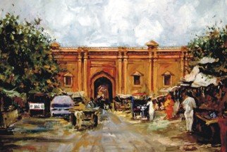 Zahir Uddin Babar Mughal; City Scape, 2020, Original Painting Oil, 36 x 24 inches. Artwork description: 241 lahore dehli gate...