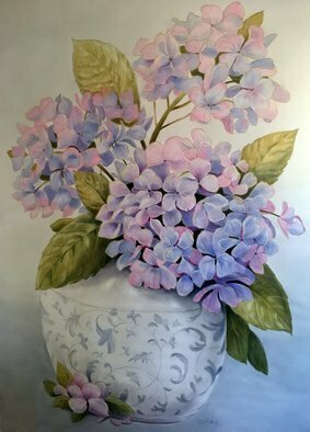 Marsha Bowers; Hydrangeas, 2019, Original Painting Oil, 4 x 5 feet. Artwork description: 241 Large scale painting.  Commission for client.  Painted on artist painting wall and to be installed on clients  wall. 5 ft x 4 ft...