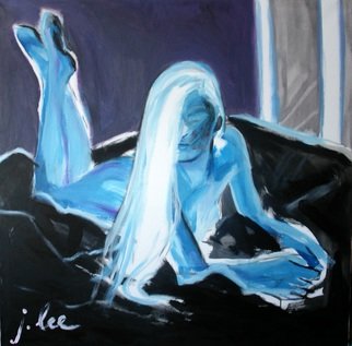 Juris Libeks; Nude In Blue, 2016, Original Painting Acrylic, 95 x 95 cm. 
