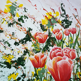 Aarron Laidig: 'edge of a tulip garden', 2017 Acrylic Painting, Floral. Artist Description: Edge Of A tulip Garden by Aarron Laidig. Expressive floral painting on canvas. ...