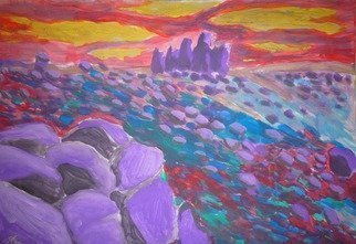 Alexander Hinovsi: 'visions', 2019 Acrylic Painting, Psychedelic. Artwork is draw with acrylic paint.  In symbolic and surreal stile.  This landscape is inspirat by Bulgarian Rila mountain. ...