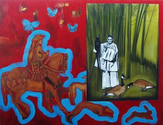 Anne Bradford: 'St Eustace and Pierrot', 2009 Oil Painting, Expressionism. 