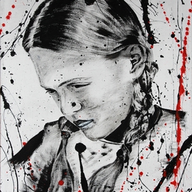 Aubin De Jongh: 'Apache', 2014 Acrylic Painting, Figurative. Artist Description:  Ponytail Girl ...