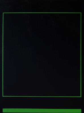 Anders Hingel: 'black space iii', 2017 Giclee, Minimalism. The challenge of minimalistic expression is use very simple signs for aiming at creating feelings and sensations. It is a play between simple forms, little variance of light and a limited span of colors. Here green, line, square and black. Don t care to ask me to explain what happens, ...