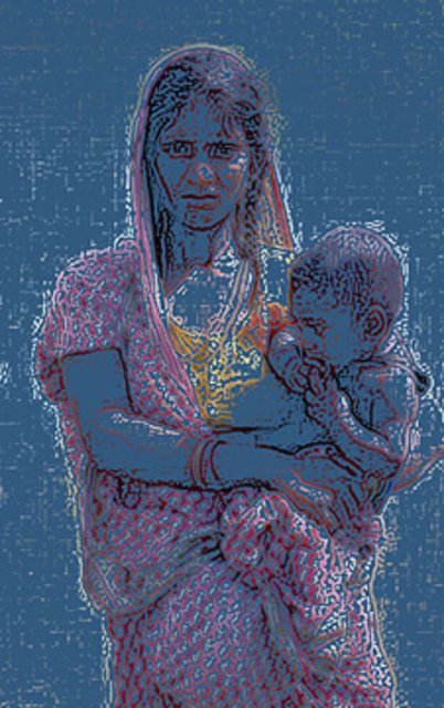 Artist Ajeet Kumar Shaah. 'Mother  And  Child' Artwork Image, Created in 2010, Original Digital Art. #art #artist