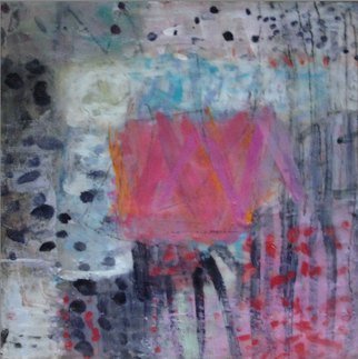Annette Kearney: 'Untitled 5', 2011 Encaustic Painting, Abstract.      encaustic, painting, abstract, annette kearney, modern, contemporary, oil pastel, abstract expressionism, geometric, blue, red, white, colorful, wood panel, painted, art, modern art, wax painting, pigment sticks     ...