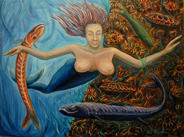 Artist Mile Albijanic. 'Mermaid Dreams Iii' Artwork Image, Created in 2013, Original Drawing Ink. #art #artist