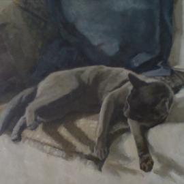Alex Heyes Artwork Balthus IV, 2008 Oil Painting, Cats