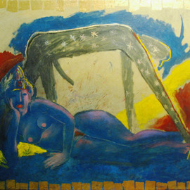 Alexander Ustinoff: 'EgyptNigh', 1996 Oil Painting, Psychology. 
