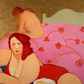 Alice Murdoch: 'COCONUT CAKE', 2011 Oil Painting, Figurative. Artist Description:      Woman in bed with coconut cake                                ...