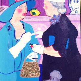 Alice Murdoch: 'Effie and May', 2000 Oil Painting, Figurative. Artist Description: Ladies in hats with champagne...