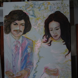 Alkistis Wechsler: 'bettina and sebastian', 2017 Oil Painting, Portrait. Artist Description: oil on canvas. based on a wedding photo in the late sixties. ...